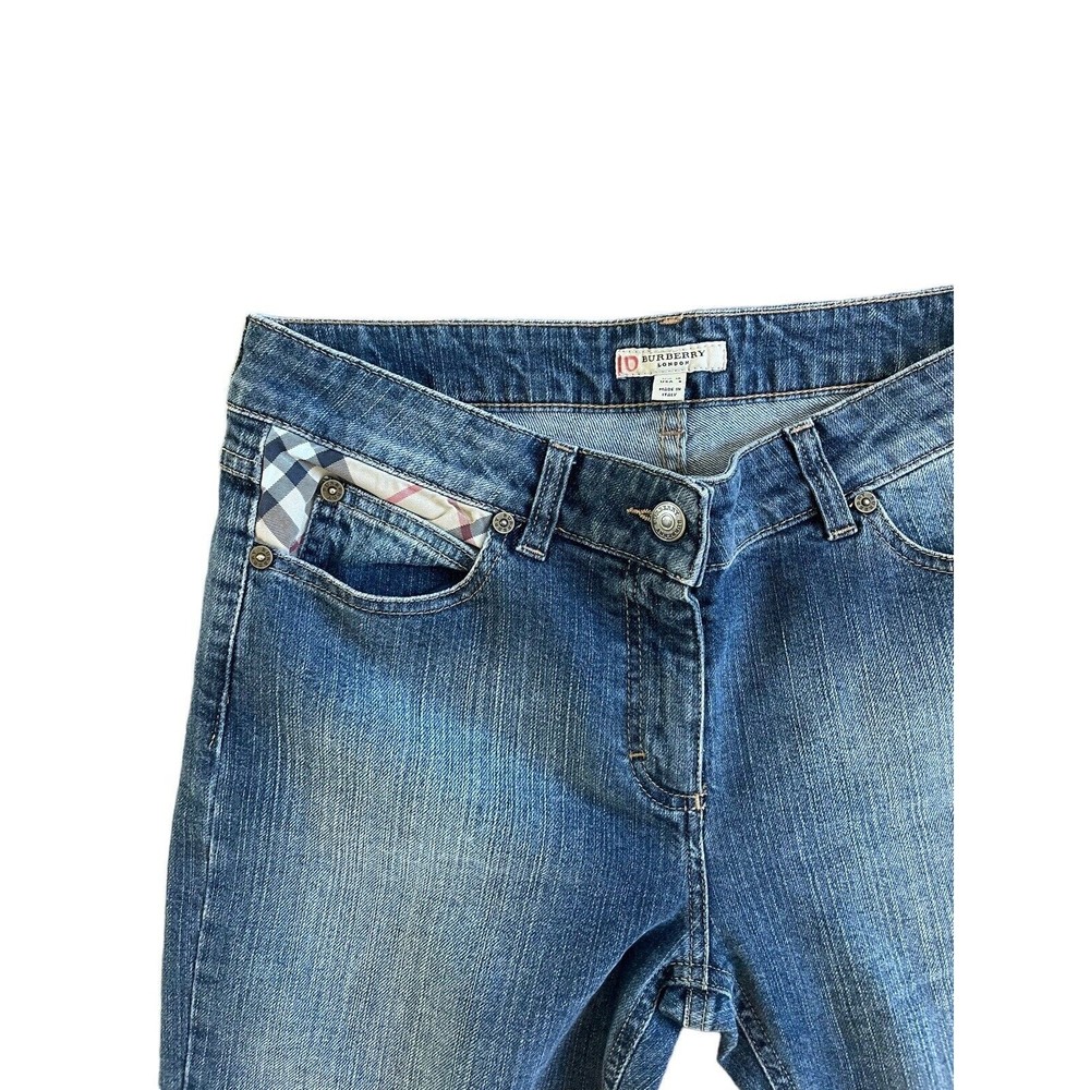 Burberry Womens Capri jeans pants size 8 inseam 22in blue EUC distressed - Picture 6 of 12